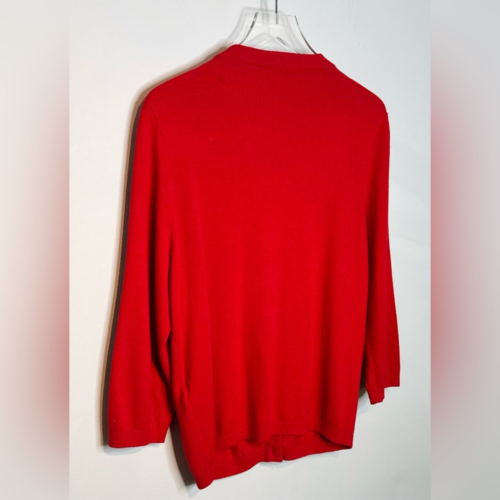 Kate Spade Caroline Vibrant Red Rhinestone Trim Wool Blend Cardigan Sweater Top - Picture 6 of 12